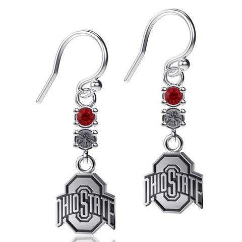 Women's Ohio State Buckeyes Pearl Cluster Enamel Hoop Earrings