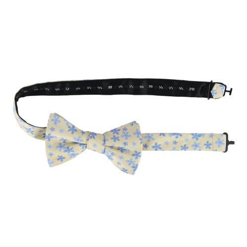 Trafalgar Weldon Floral Silk Novelty Bow Tie In Yellow And Light Blue