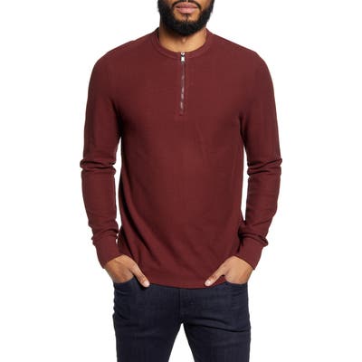 Boss Textor Regular Fit Long Sleeve Henley, Burgundy