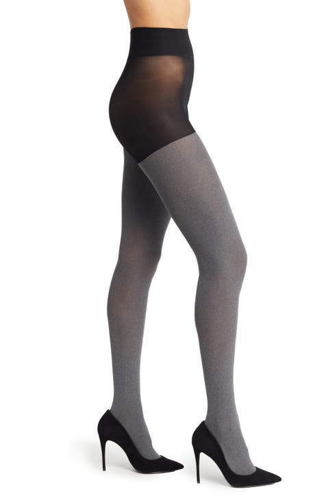 Shapermint Solid Black Opaque Tights with Nylon Control Top Hosiery  Pantyhose for Women from Small to Plus Size 