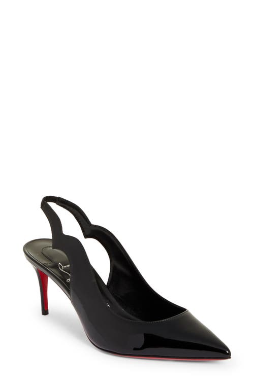 Christian Louboutin Hot Chick Sling 70 Patent Black Pumps In B439 Black/lin Black