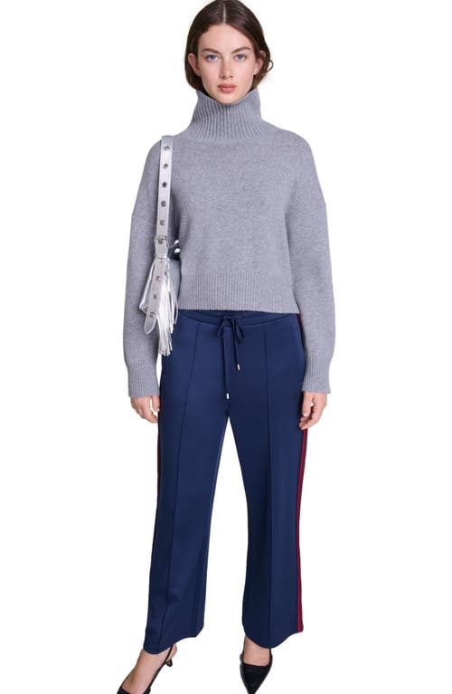 Shop Maje Striped Trousers In Navy