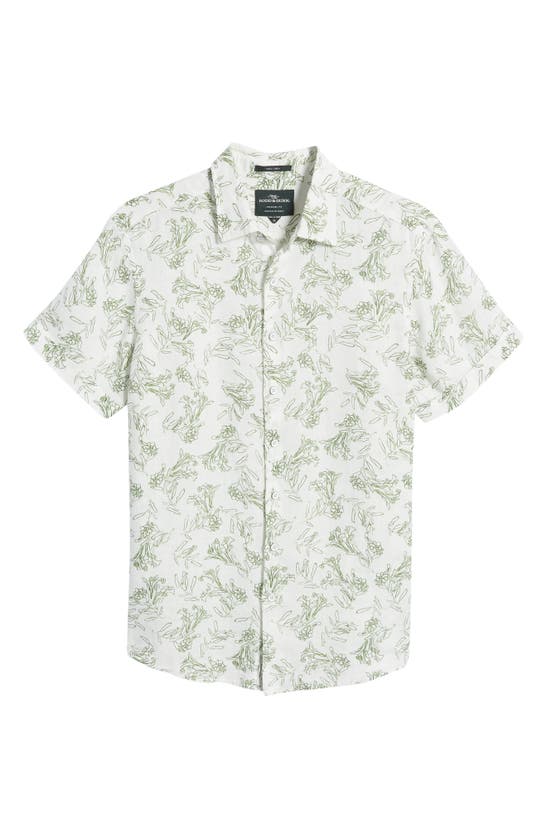 Rodd & Gunn Dryden Bay Floral Short Sleeve Linen Button-up Shirt In Snow