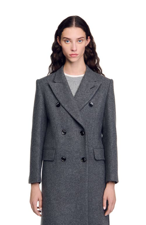 Shop Sandro Long Coat In Grey