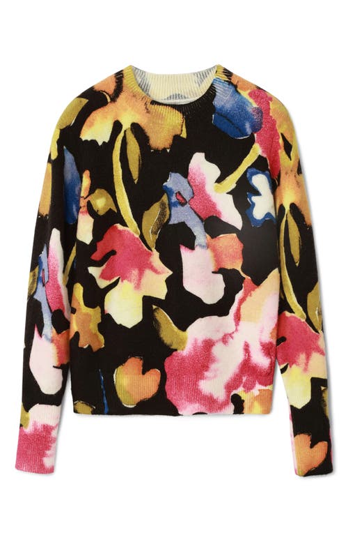 Desigual Abbotsford Floral Crewneck Sweater In Black