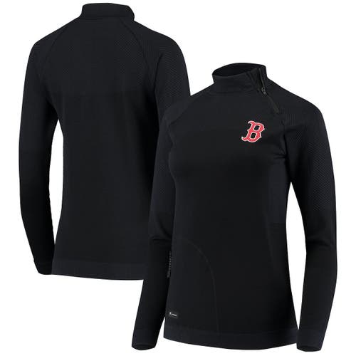 Women's Levelwear Navy Boston Red Sox Verse Asymmetrical Raglan Tri-Blend Quarter-Zip Jacket