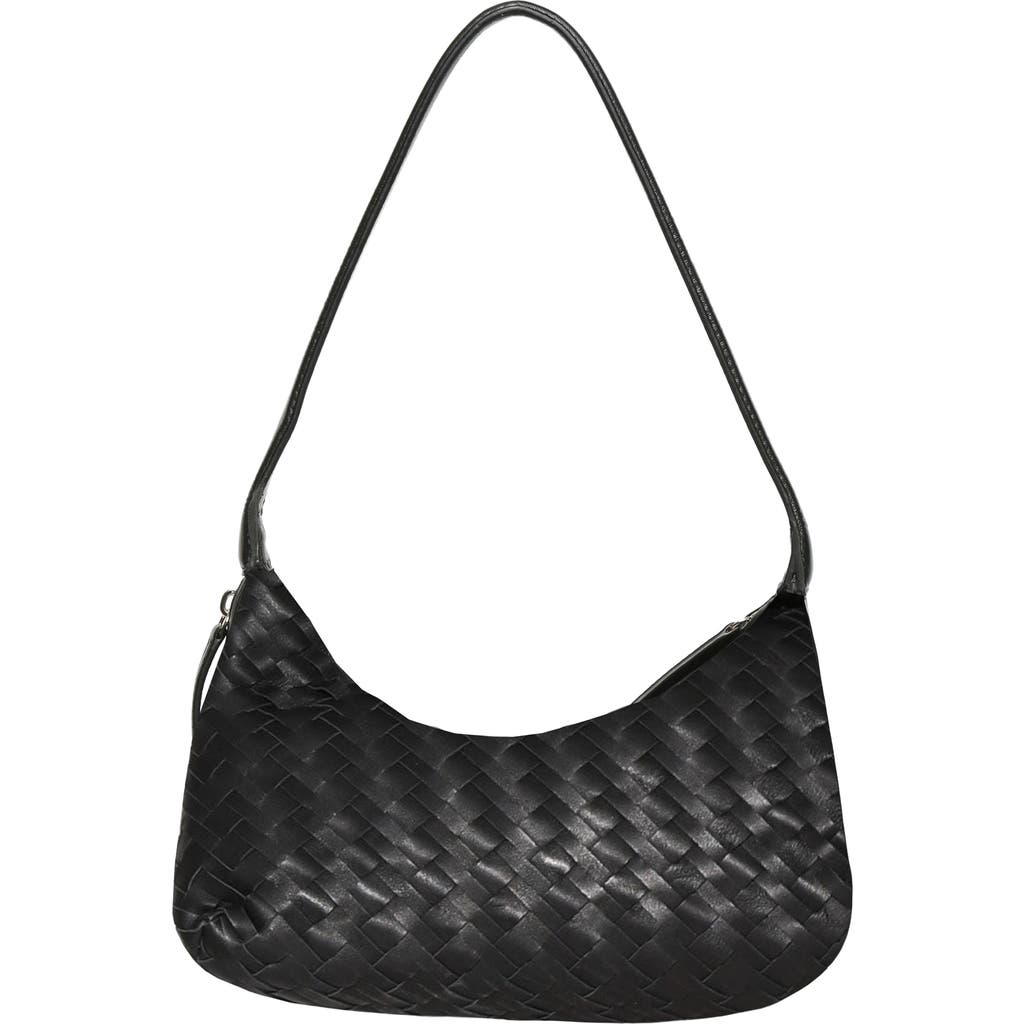 Walter Baker Hazel Woven Leather Shoulder Bag In Black