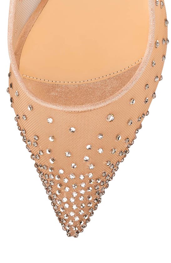 Christian Louboutin Follies Crystal Embellished Mesh Pointed Toe Pump In Light Silk