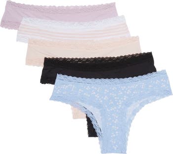 Women's Cotton Modal Thong Underwear In Roaming Ditsy Mini Pink Size Xl 