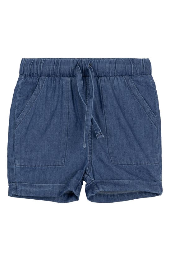 Shop Miles Baby Kids' Organic Cotton Chambray Shorts In Blue Denim