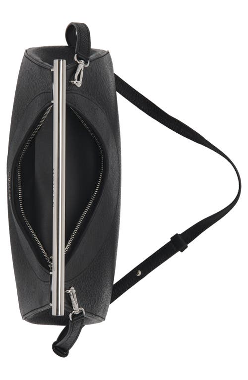 Shop Alexander Mcqueen Crossbar Leather Handbag In Black/silver