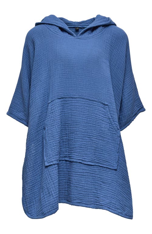Snapper Rock Kids' Hooded Cotton Cover-Up Poncho Blue at Nordstrom,