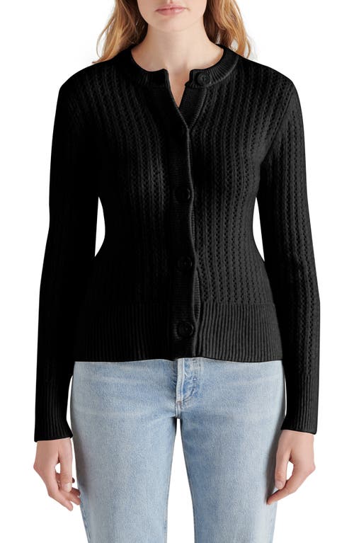 Shop Steve Madden Illiana Open Stitch Cardigan In Black