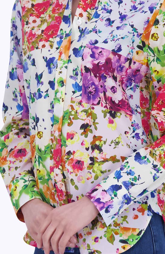 Foxcroft Meghan Floral Non-iron Cotton Button-up Shirt In Yellow Multi