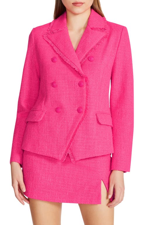 Steve Madden Naomi Double Breasted Tweed Blazer in Pink Glo