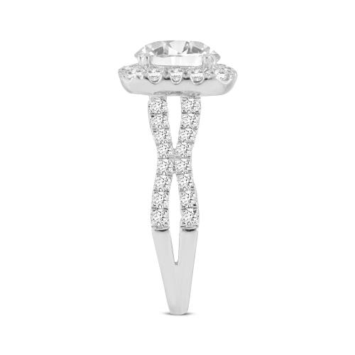Luvmyjewelry Etoile 14k White Gold Round Cut Lab Grown Diamond Halo Engagement Ring In 14k White Gold