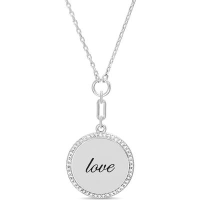 Lesa Michele Love Pave Disc Pendant Necklace