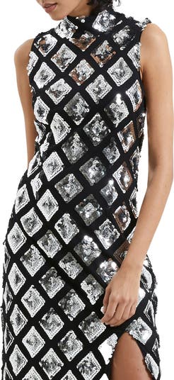 French Connection Axel Sequin Embellished Cocktail Dress