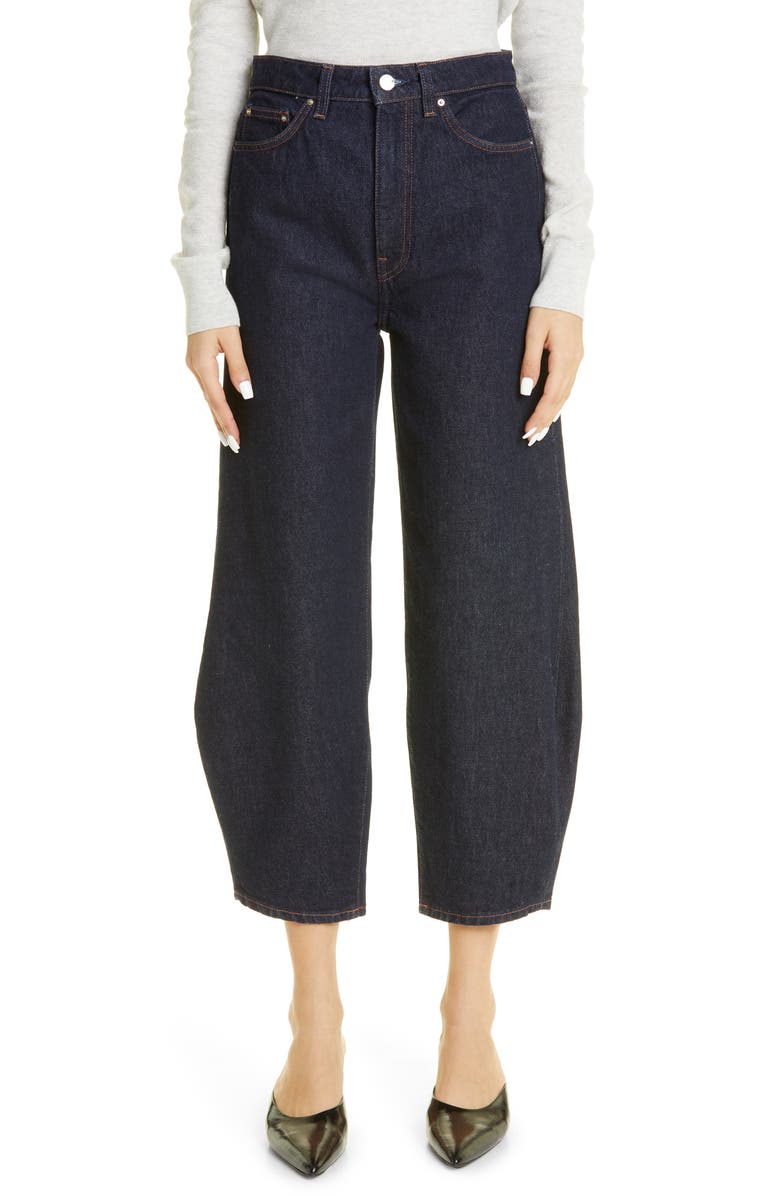 Totême High Waist Barrel Leg Organic Cotton Raw Denim Jeans | Nordstrom