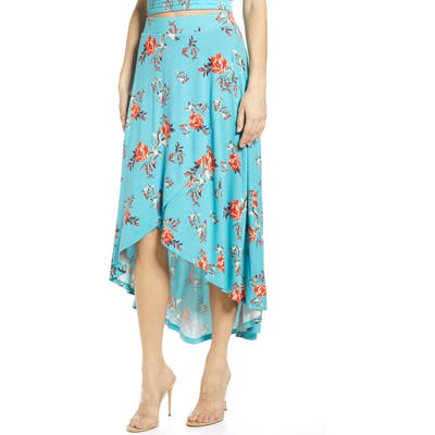 Plus Size Bp. Floral Print High/low Midi Skirt, Blue/green
