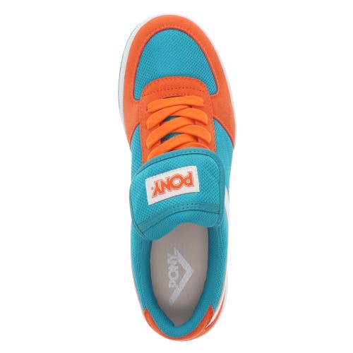 Shop Pony Linebacker Archive Sneakers In Aqua/orange