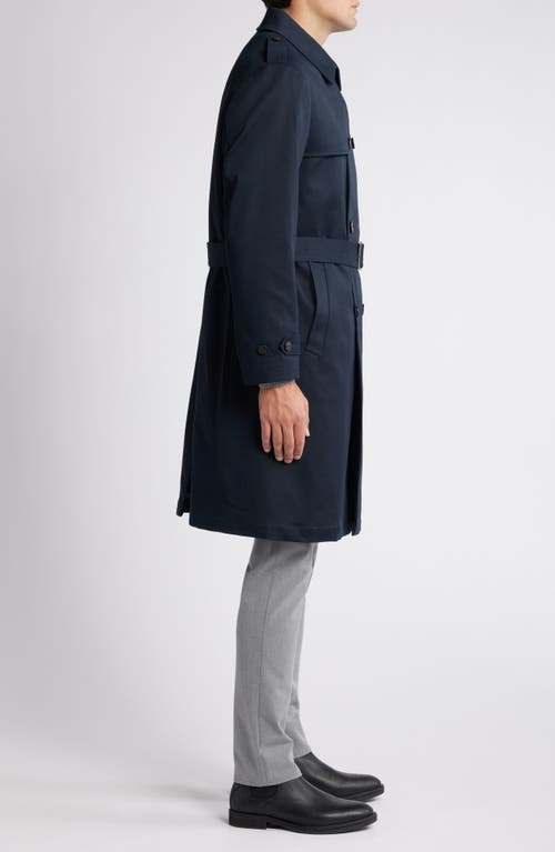 Hart Schaffner Marx Bridgeport Water Resistant Double Breasted Trench Coat In Navy