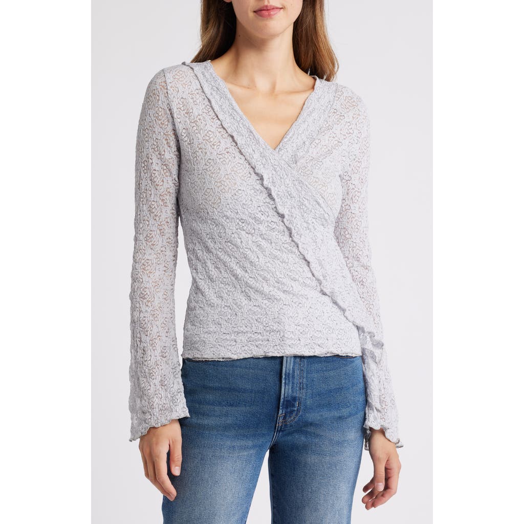 Loveappella Floral Lace Top in Dove Gray