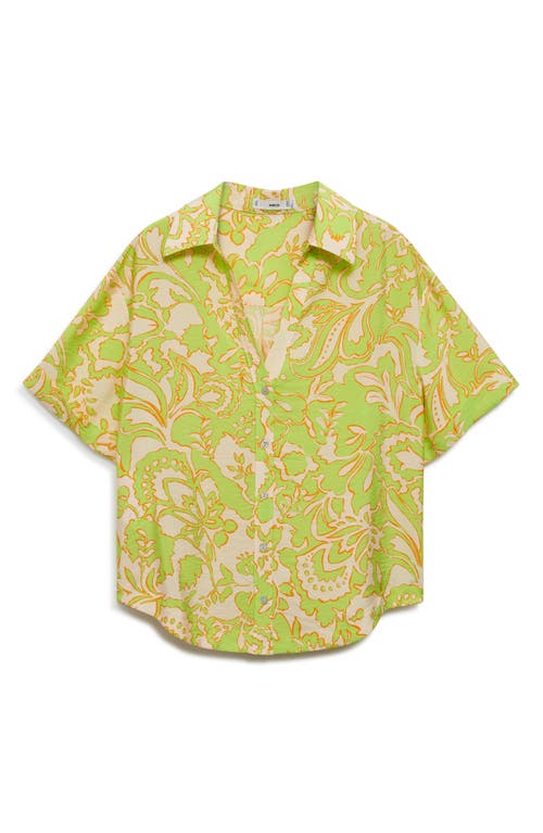 MANGO MANGO FLORAL SHORT SLEEVE BUTTON-UP SHIRT