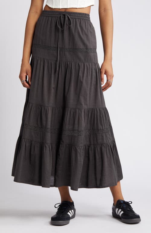 Tiered Cotton Maxi Skirt in Grey Phantom
