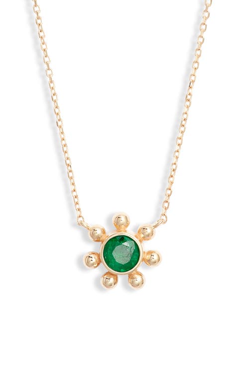 Anzie Dew Drop Marine Emerald & 14K Gold Pendant Necklace in Yellow Gold/Emerald at Nordstrom, Size 17 In