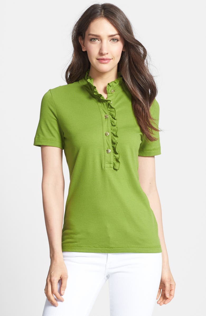 Tory Burch 'Lidia' Ruffle Polo Shirt Nordstrom