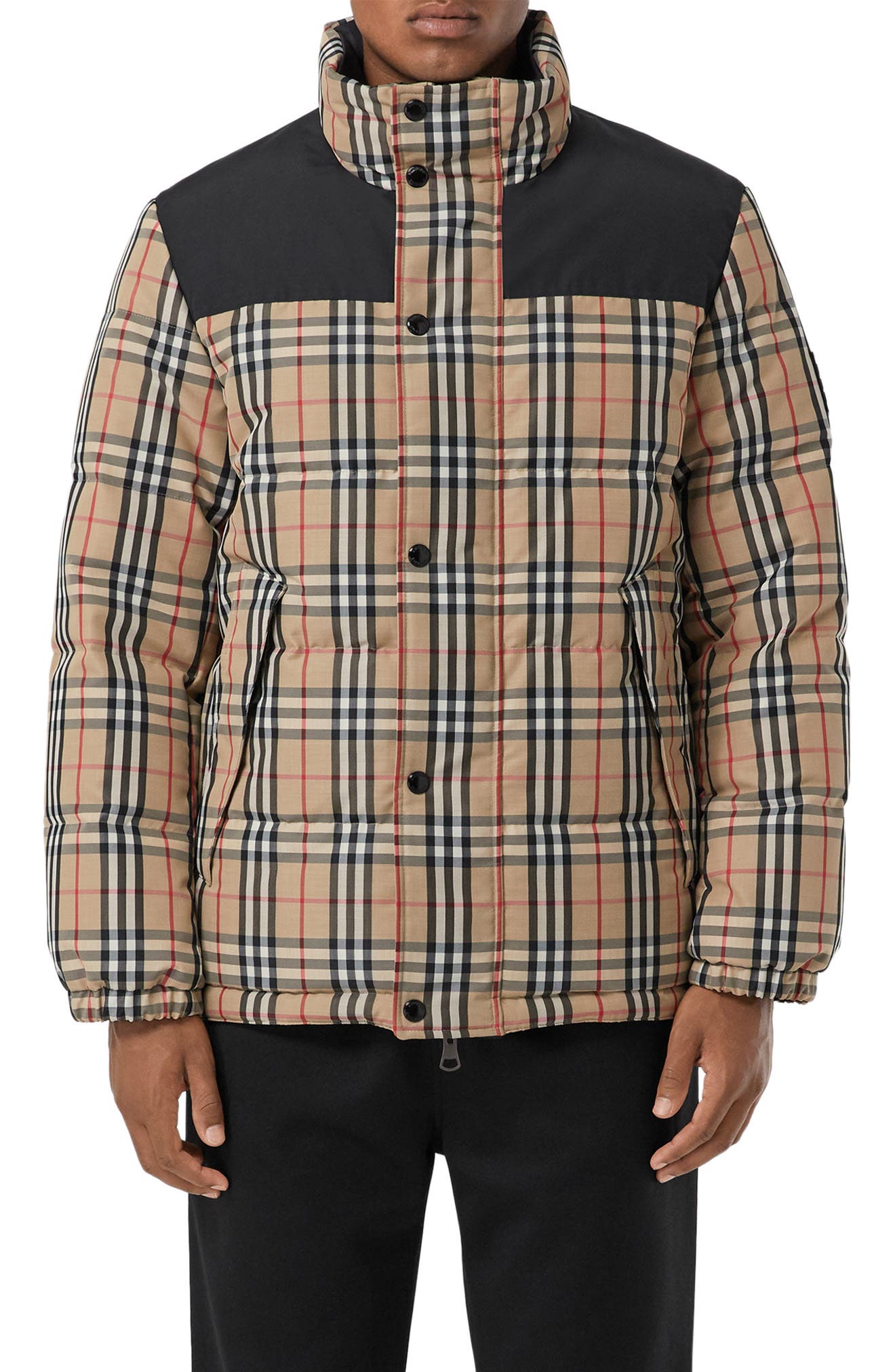 checked puffer jacket mens