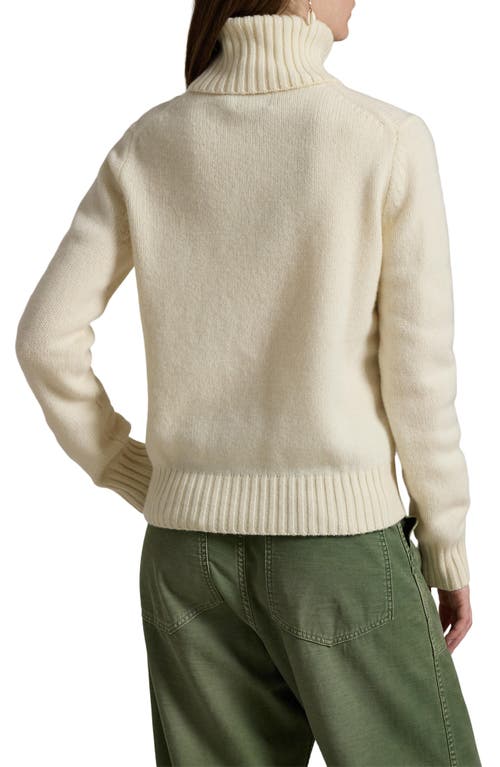 Shop Polo Ralph Lauren Wool Turtleneck Sweater In Authentic Cream