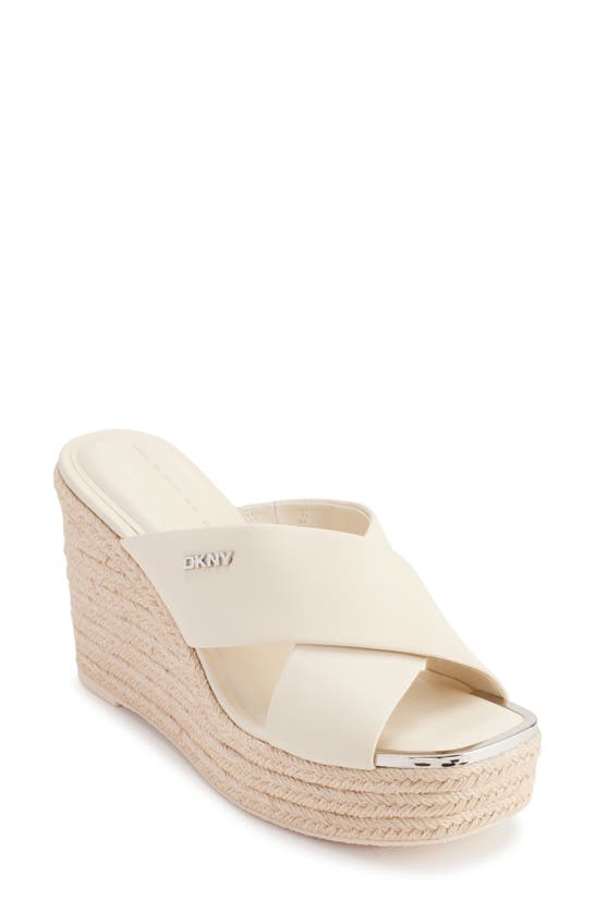 Shop Dkny Maryn Espadrille Wedge Platform Sandal In Bone