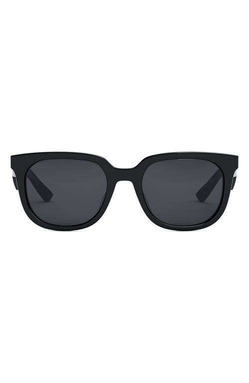 Dior 55mm Square Sunglasses In Shiny Black/smoke