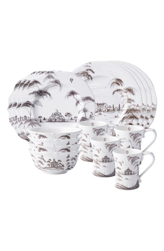Juliska Country Estate 16 Piece Dinnerware Set, Service For 4 In Flint Grey