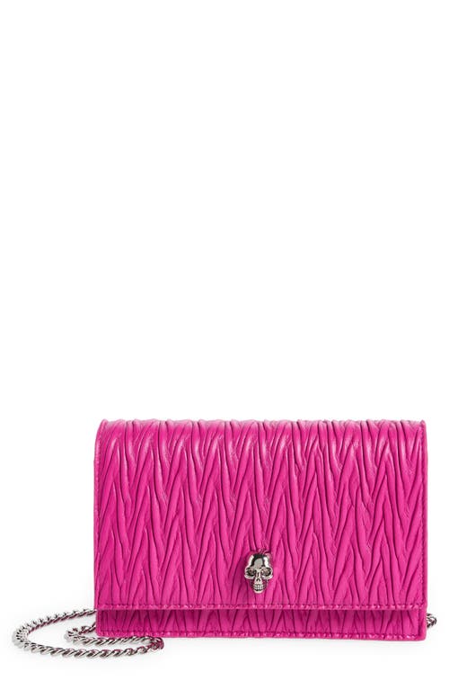 Alexander McQueen Small Pleated Skull Shoulder Bag in 5631 Fucsia