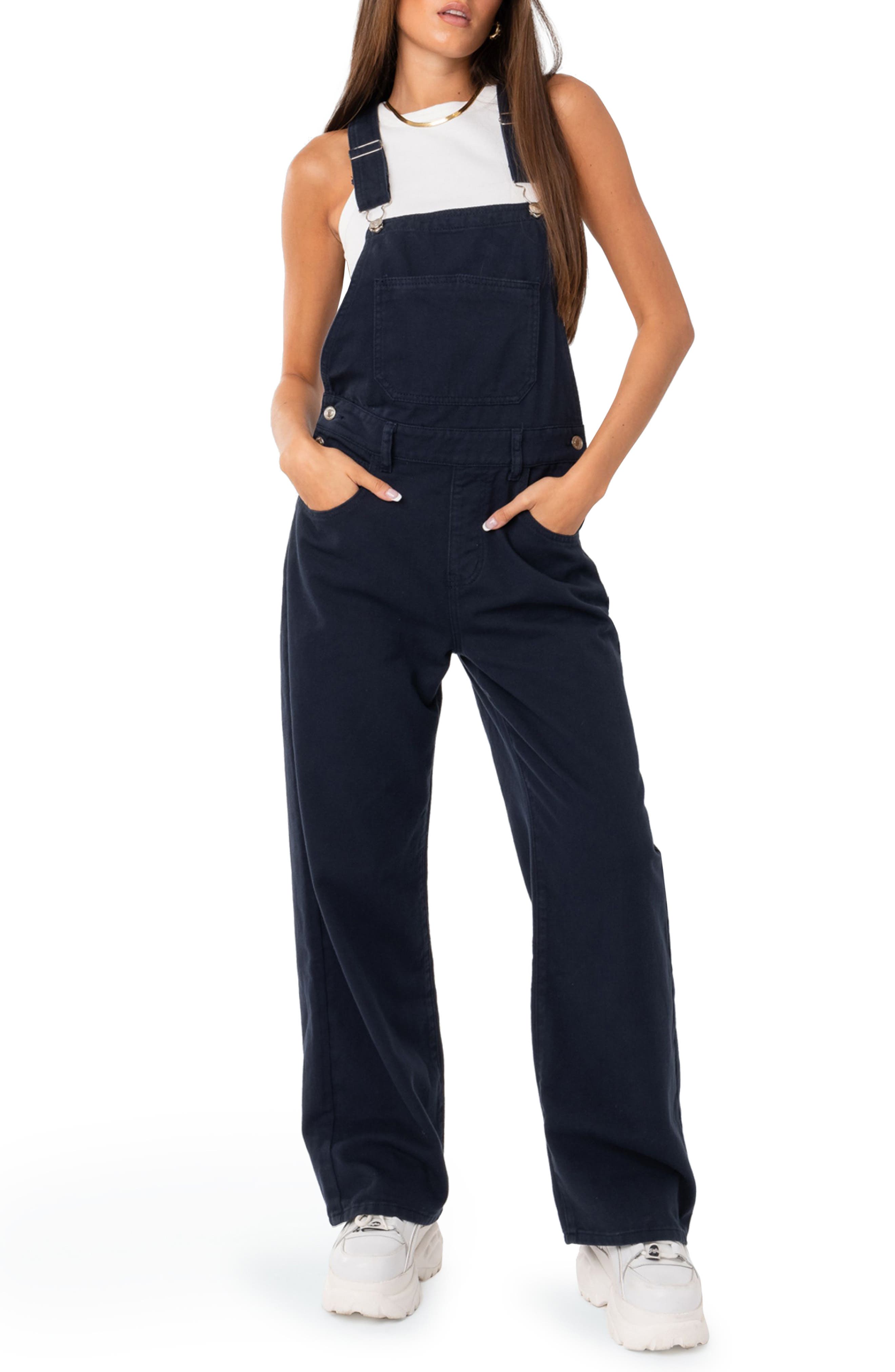 wide leg denim overalls