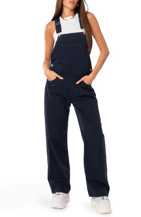 Topshop Tall Casual Dungaree Jumpsuit In Blue-Grey for Women