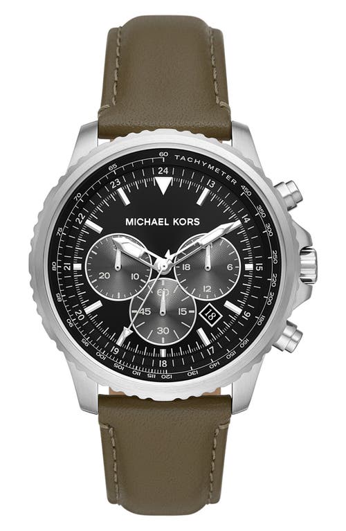 Michael Kors Cortlandt Chronograph Leather Strap Watch