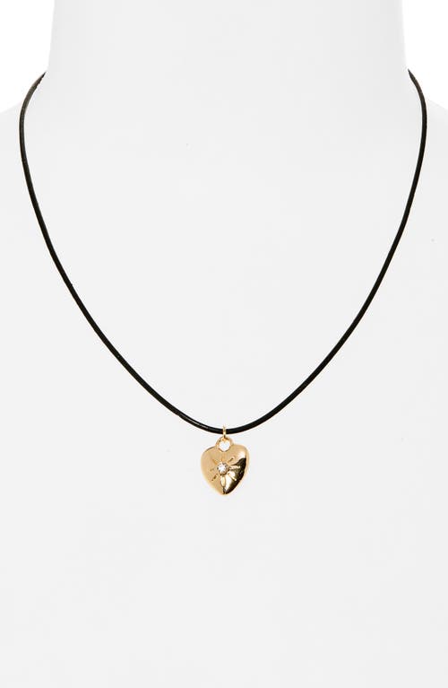 Shop Bp. Puffy Heart Pendant Cord Necklace In Goldlack