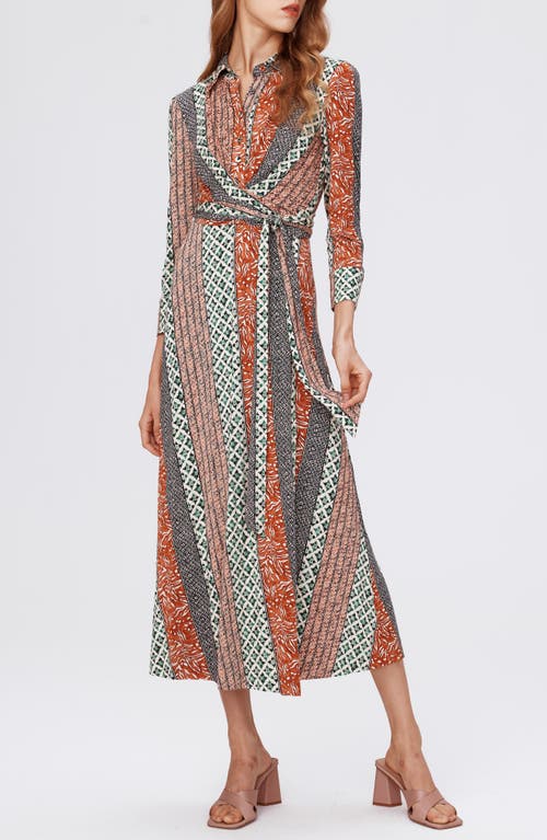 Diane von Furstenberg Sana Two Mixed Print Midi Wrap Dress Ibiza Stripe at Nordstrom,