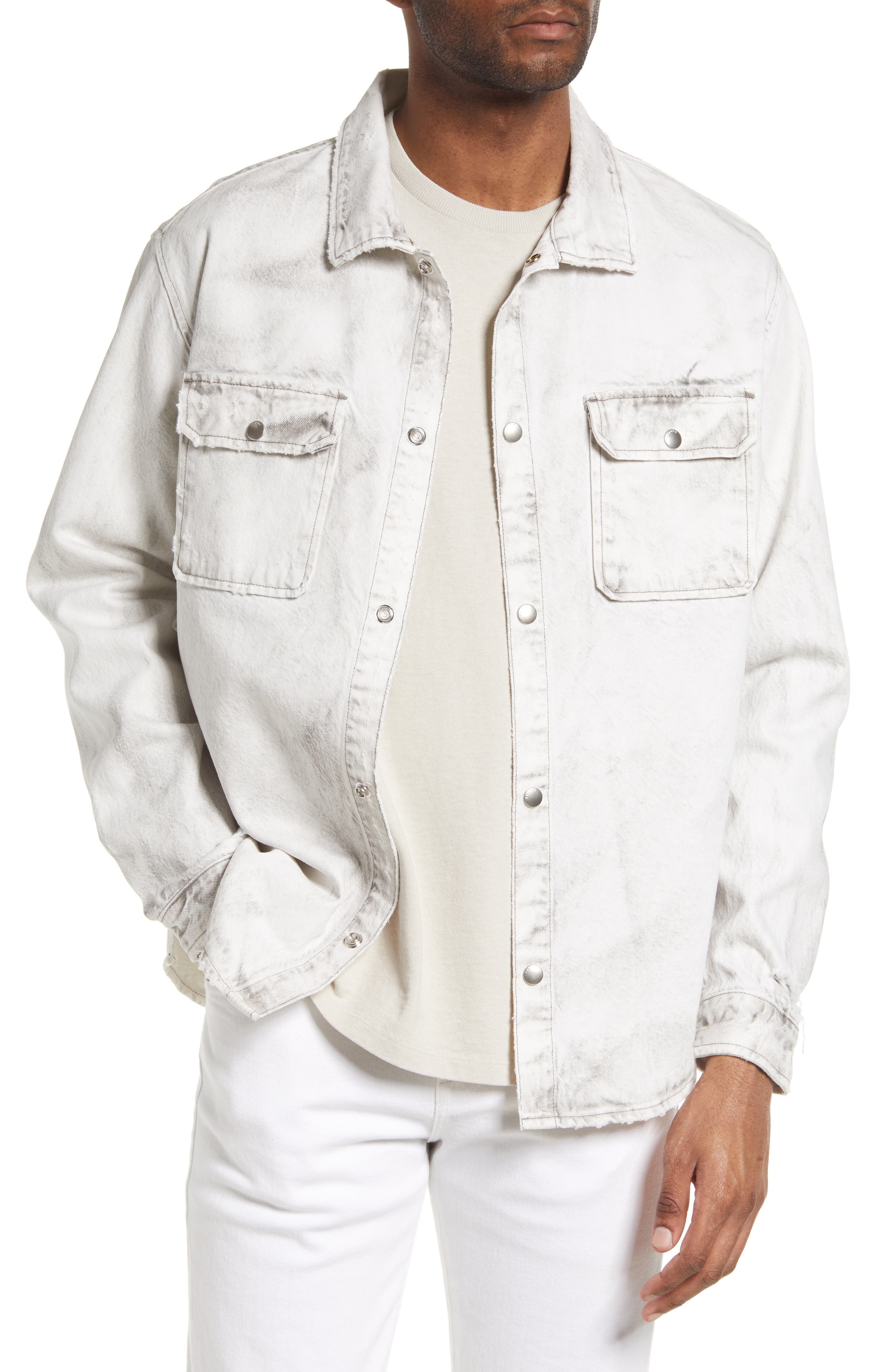 snap front denim shirt