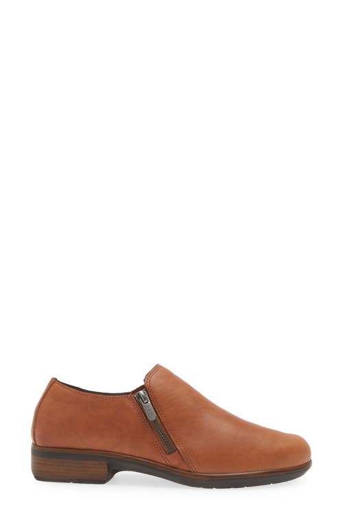 Naot Autan Zip Loafer In Brown Peanut Leather