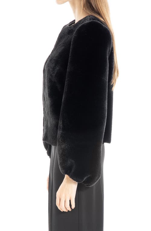 Max Studio Puff Sleeve Faux Fur Jacket In Black