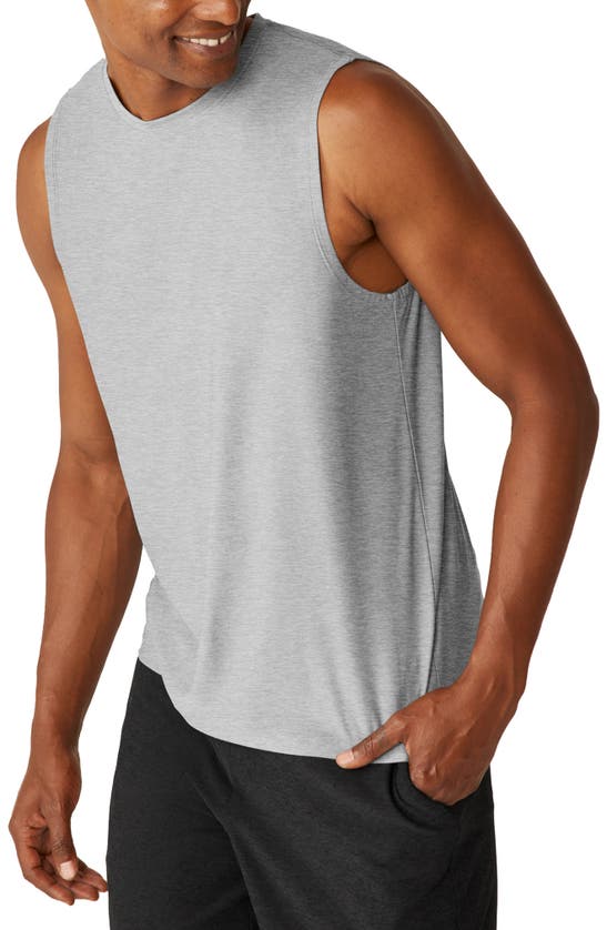 Shop Beyond Yoga Featherweight Freeflo 2.0 Muscle Tank In Silver Mist
