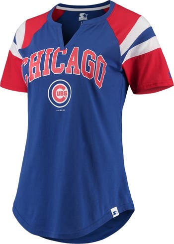 STARTER Women s Starter Royal Red Chicago Cubs Game On Notch Neck Raglan T Shirt Nordstrom