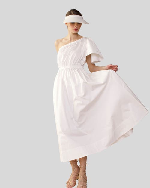 Shop Cynthia Rowley Cotton One Shoulder Midi Dress In White