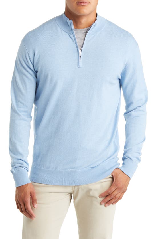 Peter Millar Crest Quarter Zip Cotton Blend Sweater In Cottage Blue