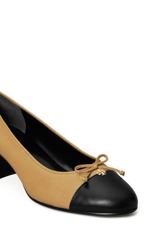 Shop Tory Burch Cap Toe Pump In Ginger Shortbread/black